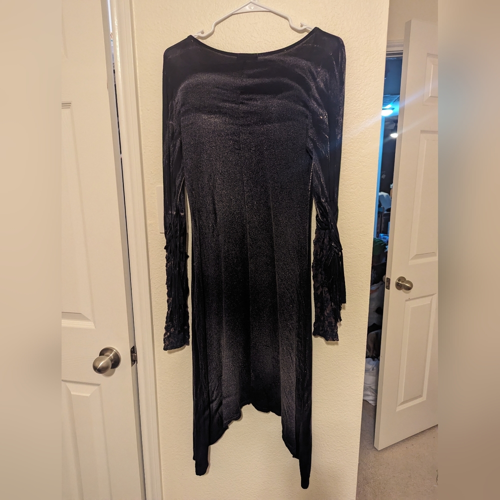 T Party Fashion Distressed dark blue fringe Top Size Small - Picture 1 of 7